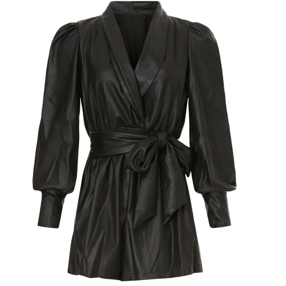 Area Stars Faux Leather Blazer Romper